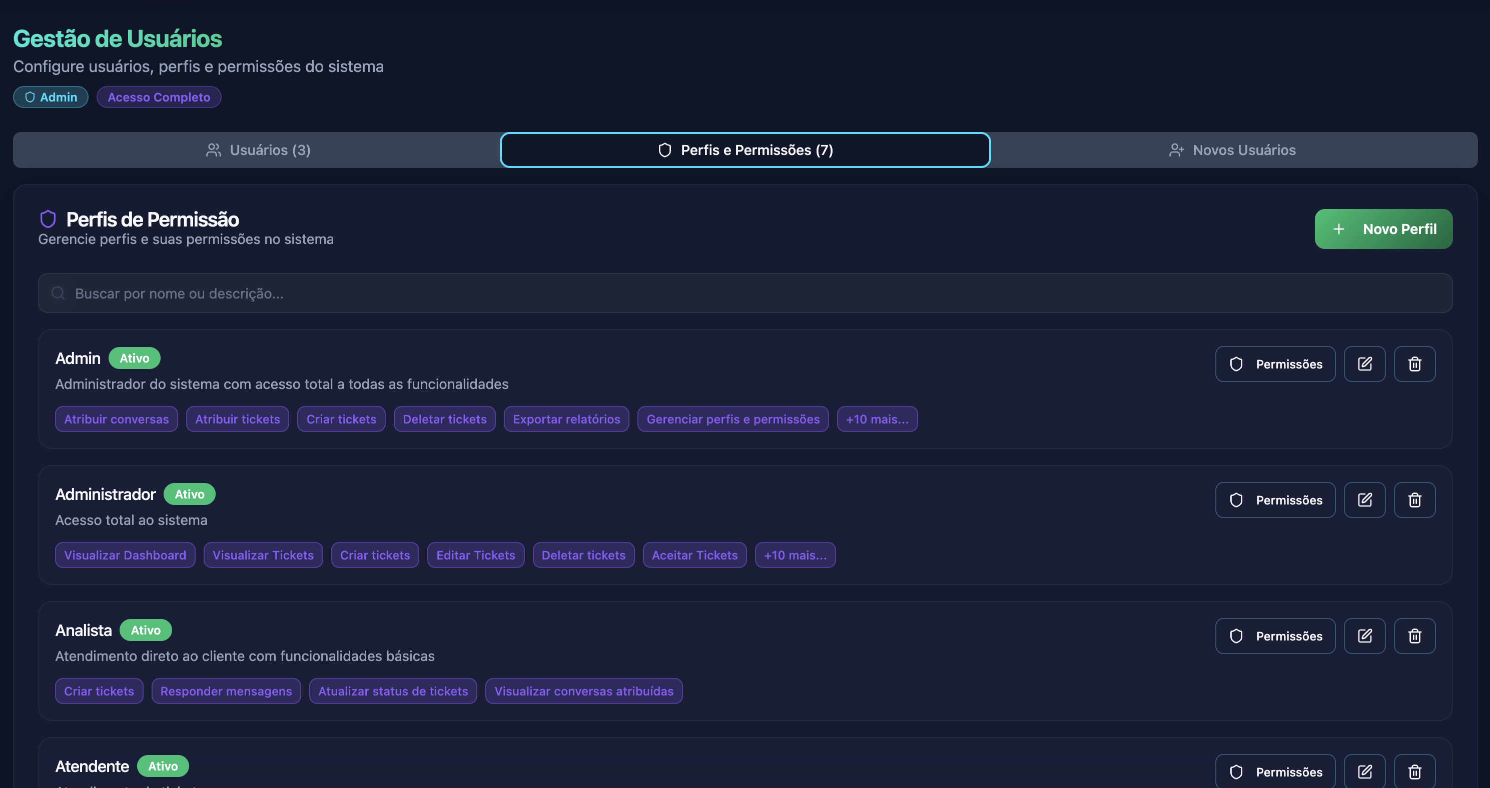 Gestão multi-usuário avançada